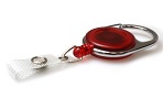 Red Translucent Carabiner Card Yo-Yo Reels with Reinforced ID Straps (Pack of 50)
