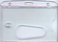 Enclosed prox card holder with thumb slot