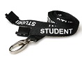 Black Student Lanyards, 15mm width with safety breakaway and metal lobster clip (Pack of 100)