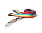 Rainbow rPET Lanyards with Metal Lobster Clip and safety breakaway fitting, 15mm (Pack of 100)